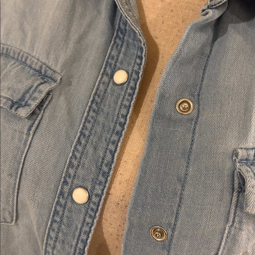 Lola river small denim crop button down shirt 1767 - Picture 2 of 6